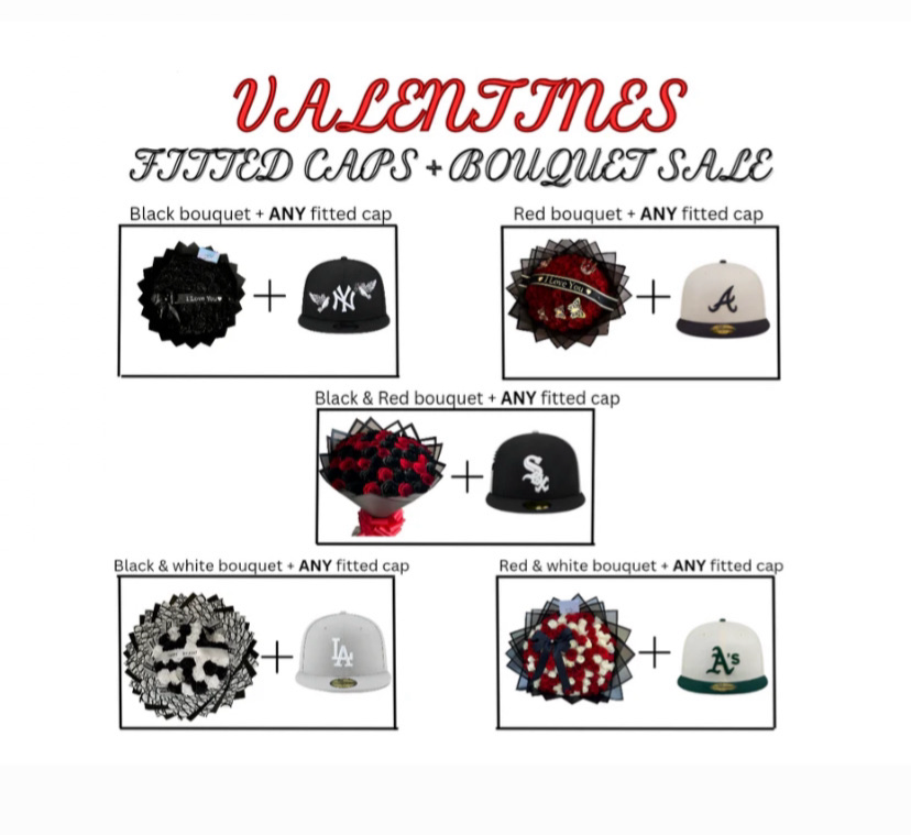 Flower bouquet + ANY fitted cap