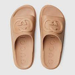 Brown Embossed G Slides Gucci