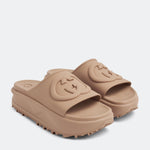 Brown Embossed G Slides Gucci