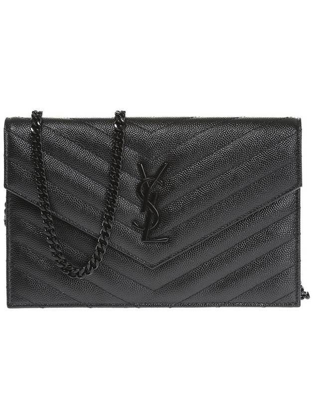 Monogram Envelope Chain Cross Bag Black