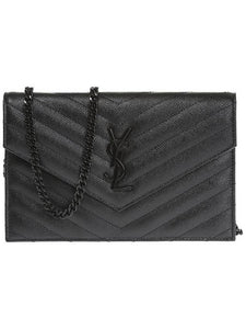 Monogram Envelope Chain Cross Bag Black