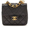 Black Quilted Lambskin Mini Flap Bag Belt with Coco Chain Gold Hardware - Tha Plug ZA