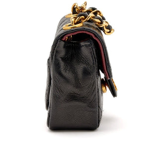 Black Quilted Lambskin Mini Flap Bag Belt with Coco Chain Gold Hardware - Tha Plug ZA