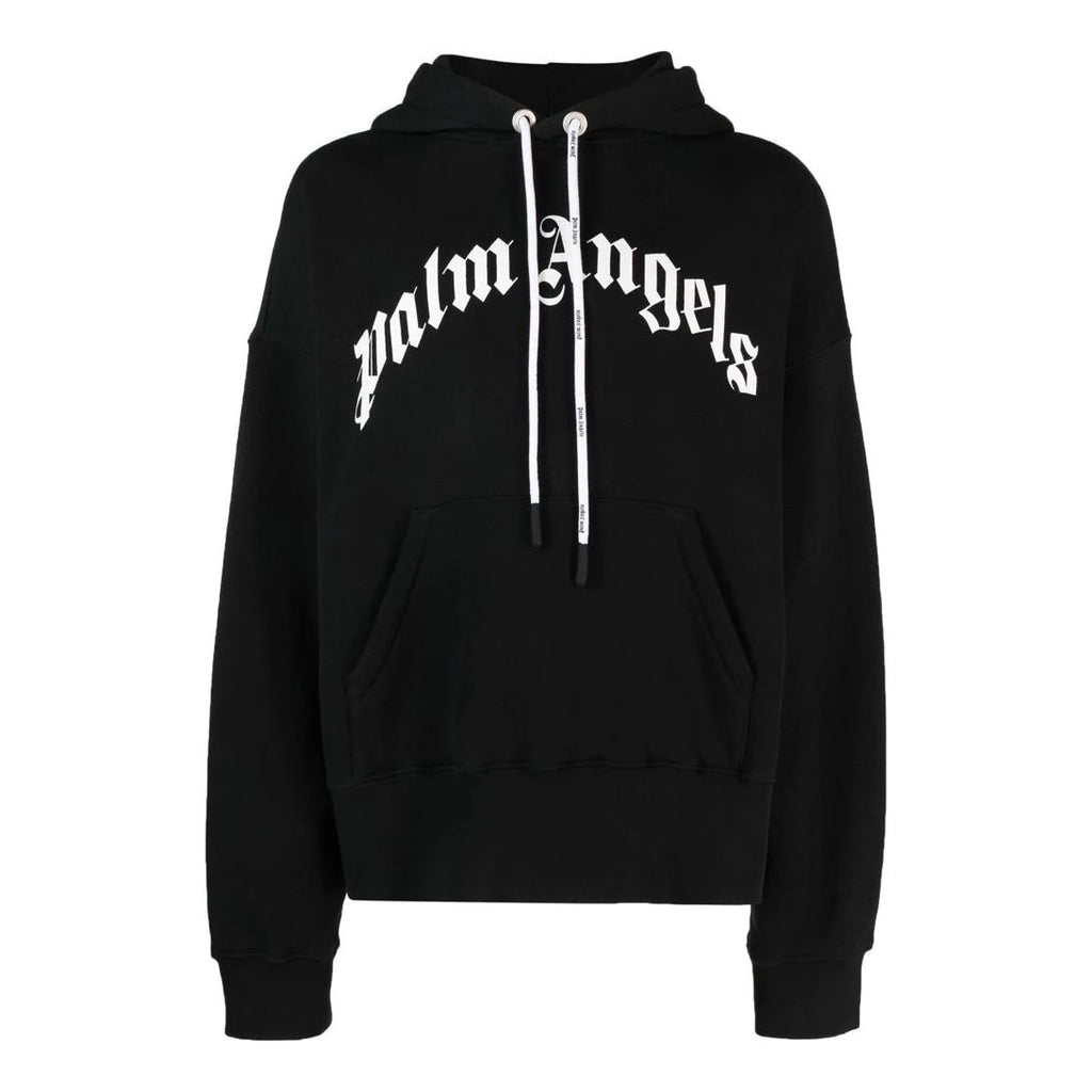 Curved Logo-Print Hoodie - Tha Plug ZA